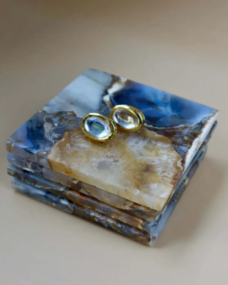 Golden Polki Kundan Stud Earrings