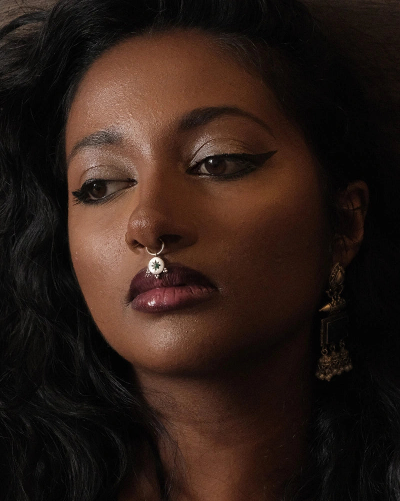 Green Stone Septum Nose Ring Piercing-Free Jewelry – MAABAE