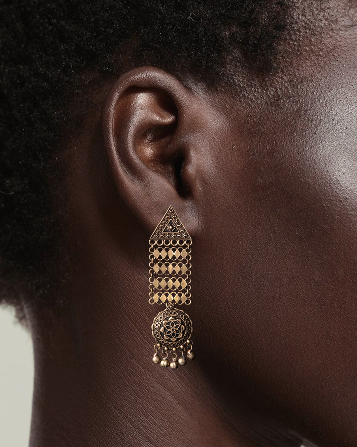 Vintage Showstopper Earrings - Antique Gold Finish