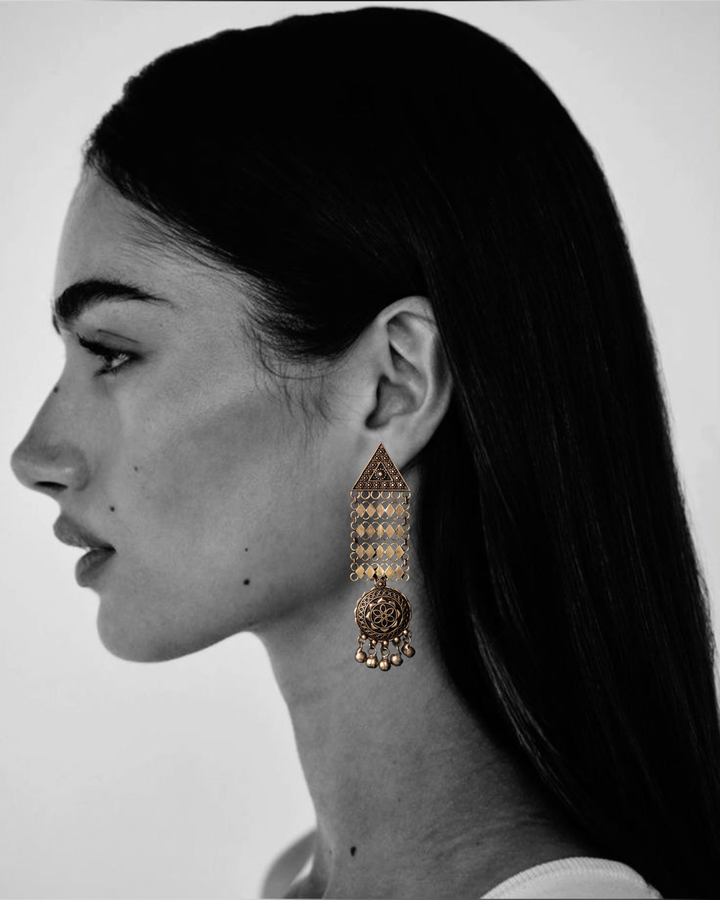 Vintage Showstopper Earrings - Antique Gold Finish