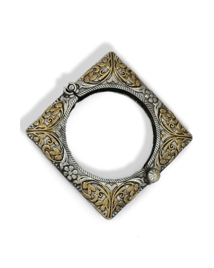 NEW! Square Filigree Two-Tone Cuff Bangle