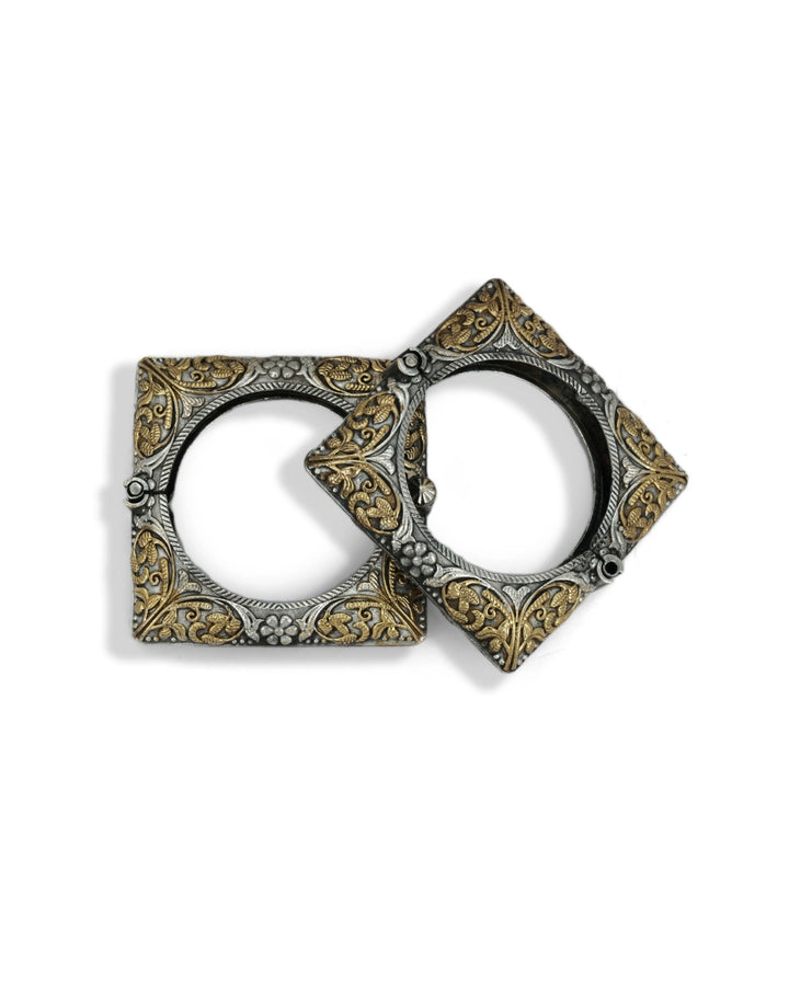 NEW! Square Filigree Two-Tone Cuff Bangle