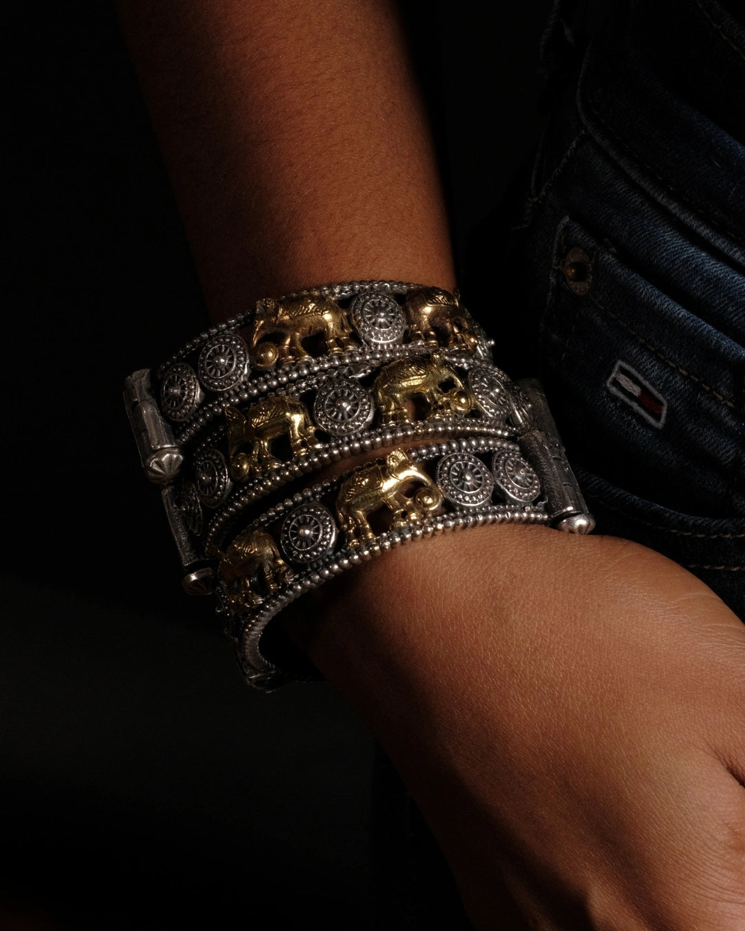 NEW! Baby Elephant Two-Tone Cuff Bangle