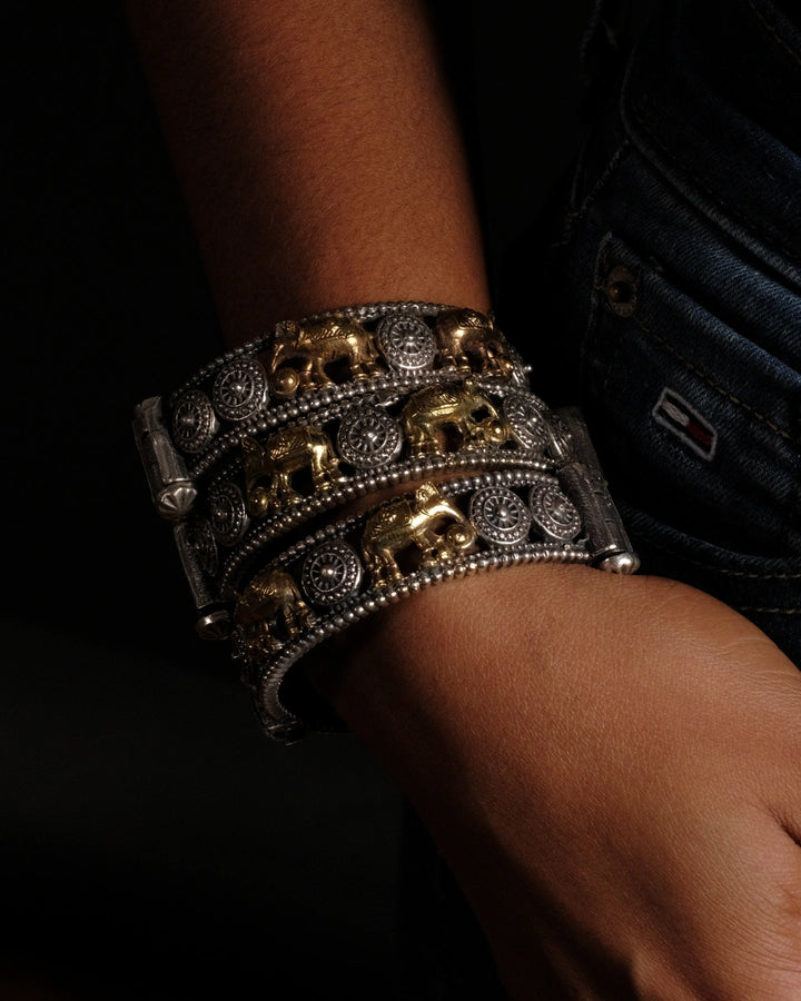NEW! Baby Elephant Two-Tone Cuff Bangle