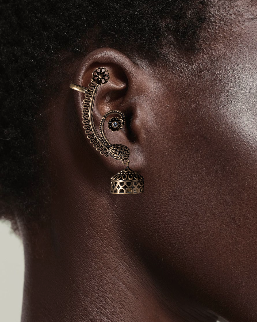 Run Up The Ear Earrings - Antique Gold Finish