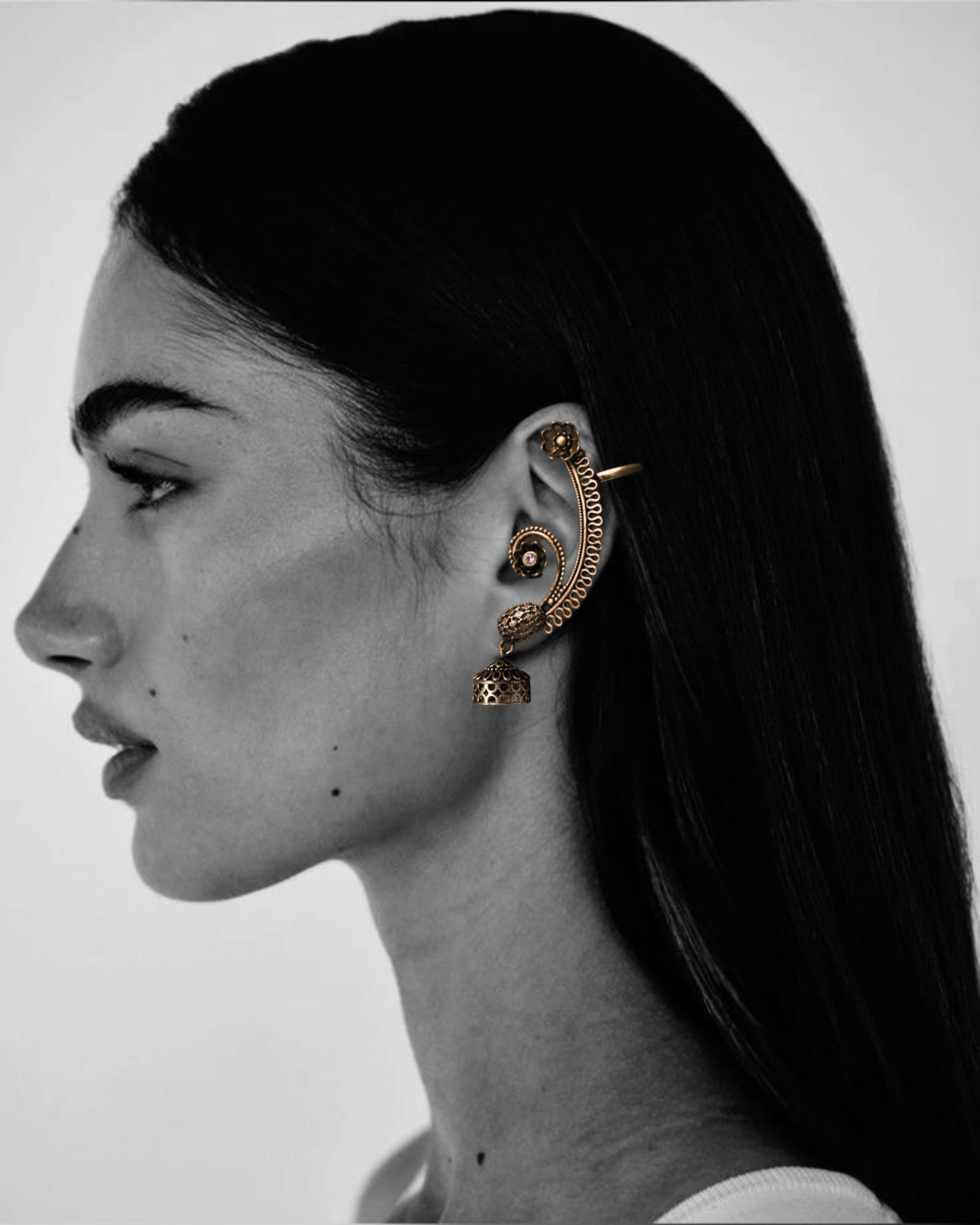 Run Up The Ear Earrings - Antique Gold Finish