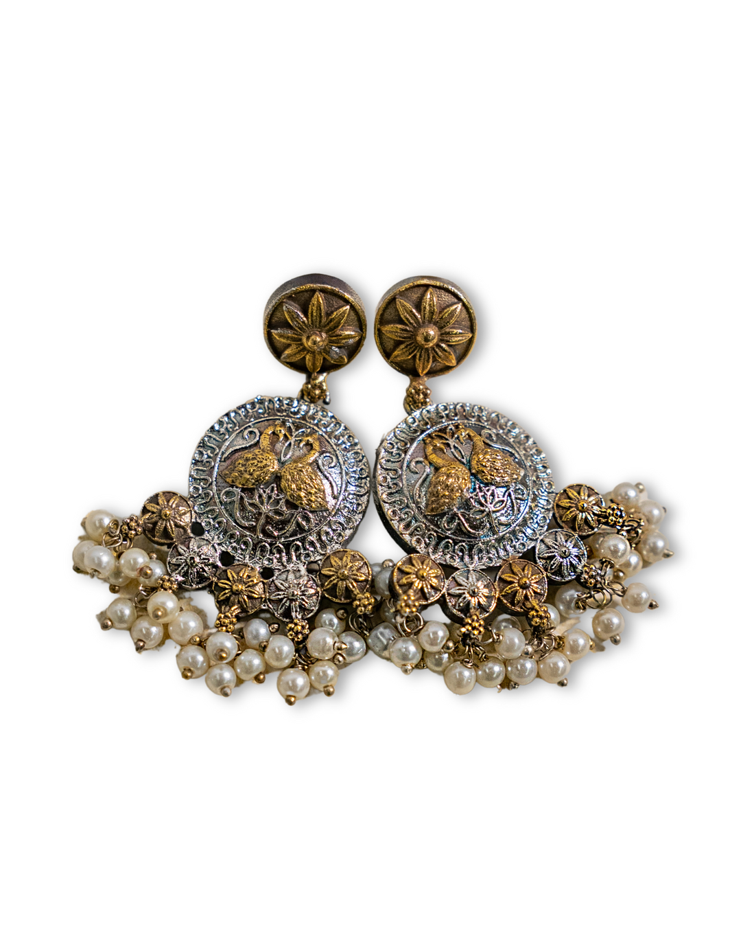 Gelina Goddess Two-Tone Earrings