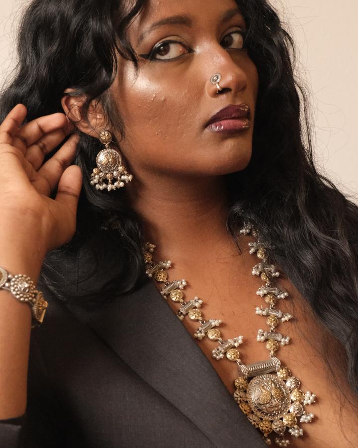 Gelina Goddess Two-Tone Earrings