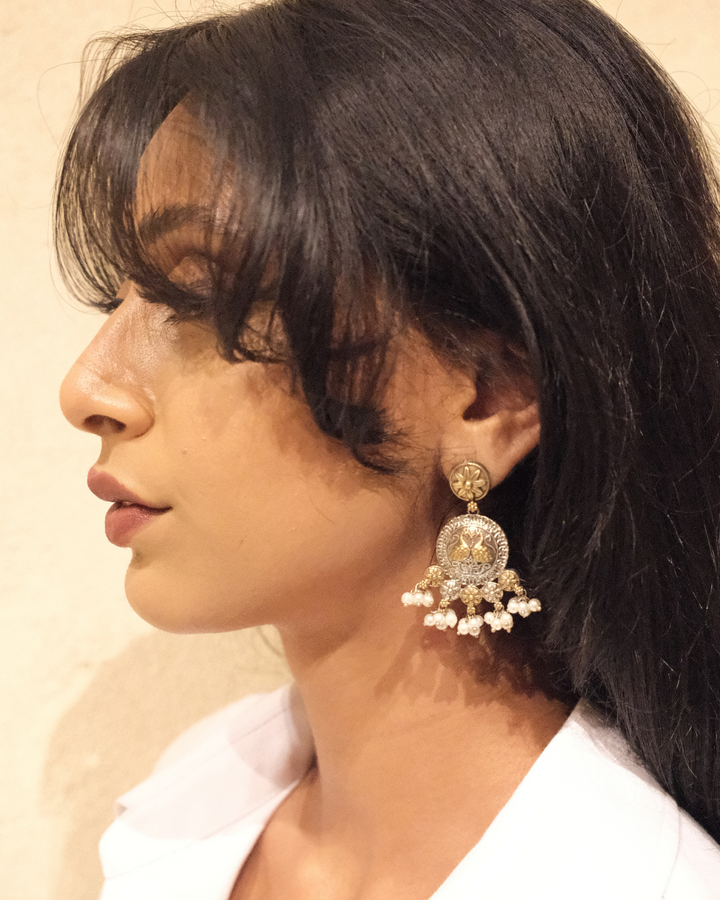 Gelina Goddess Two-Tone Earrings