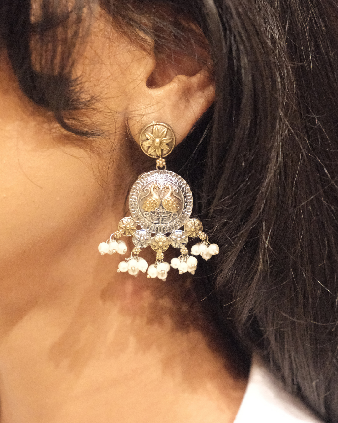 Gelina Goddess Two-Tone Earrings