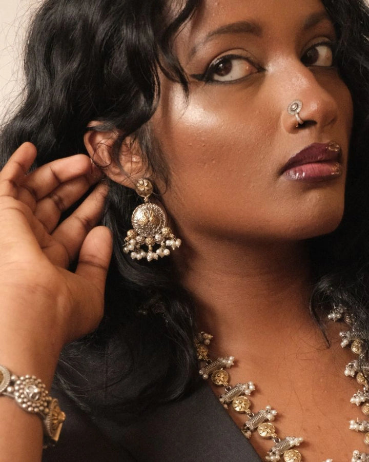 Gelina Goddess Two-Tone Earrings