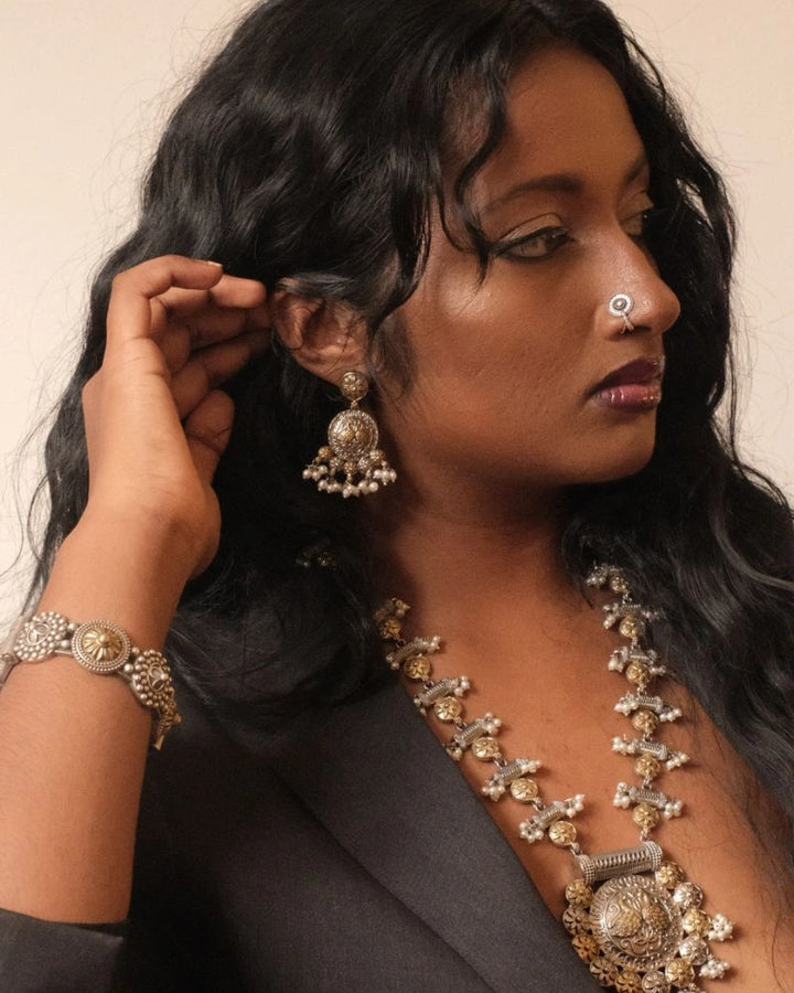 Gelina Goddess Two-Tone Earrings