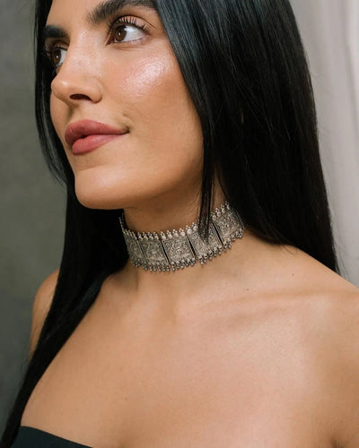 Antique Oxidised Silver Choker