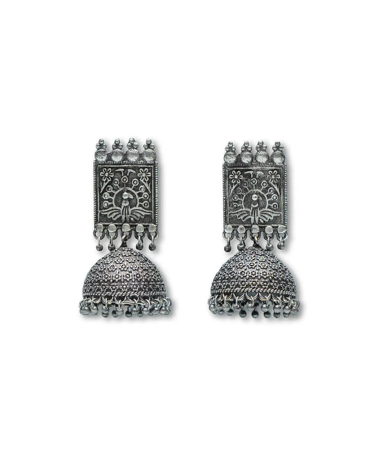 Antique Oxidised Silver Jhumkis