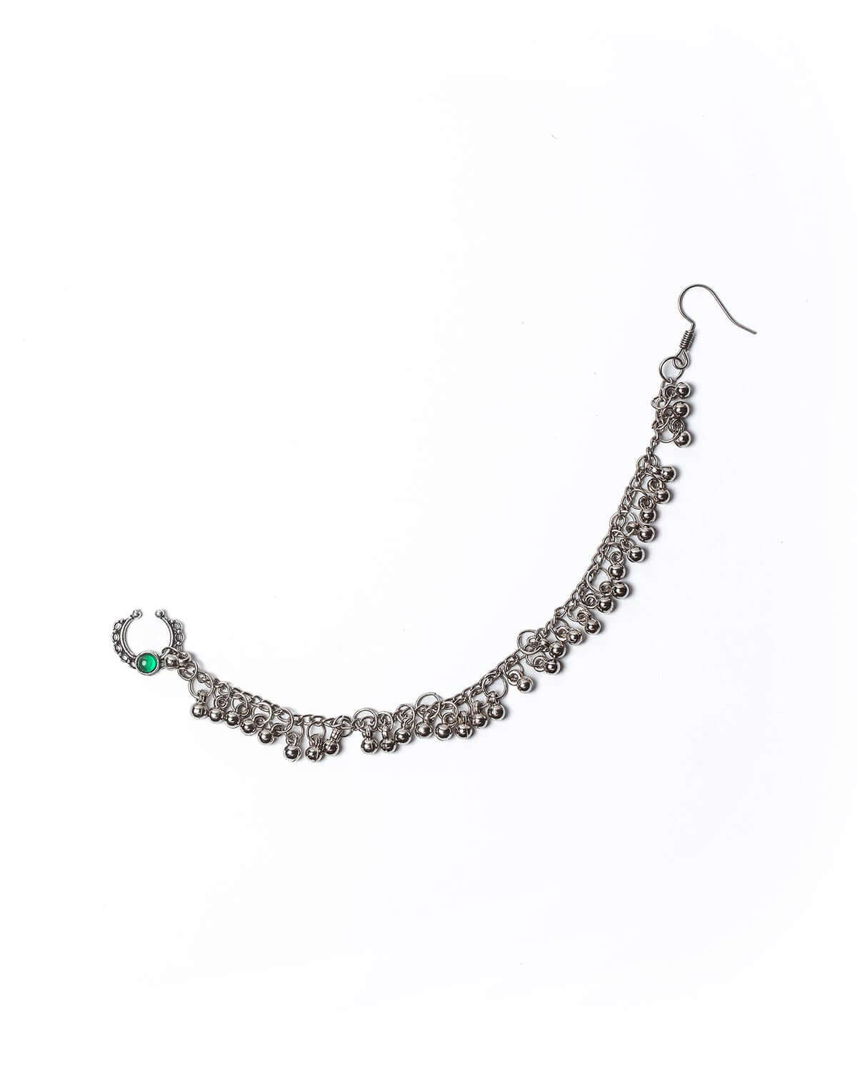 Oxidised nose pin with chain store