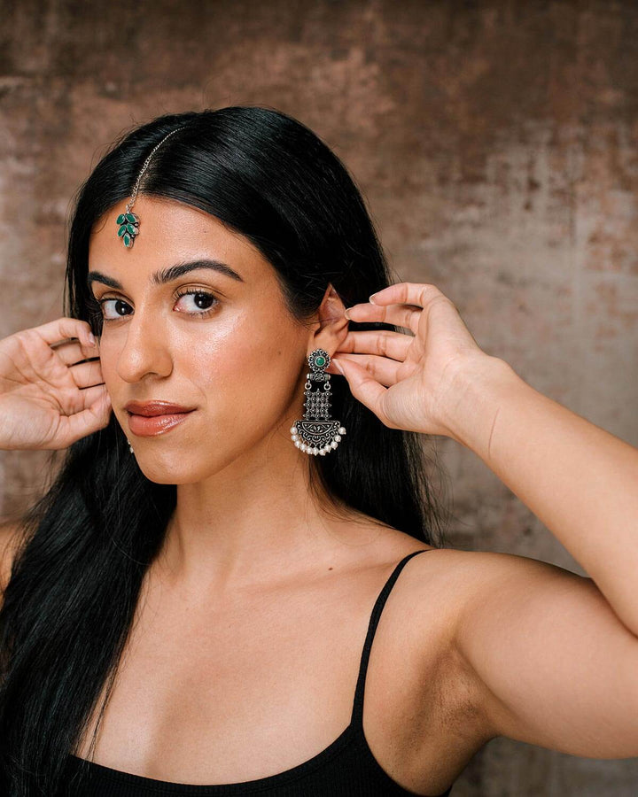 Jade Green Filigree Drama Earrings