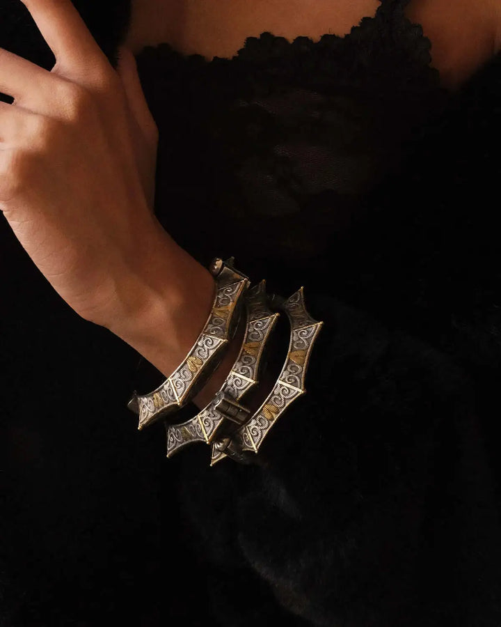 Aath Edges Two-Tone Cuff Bangle