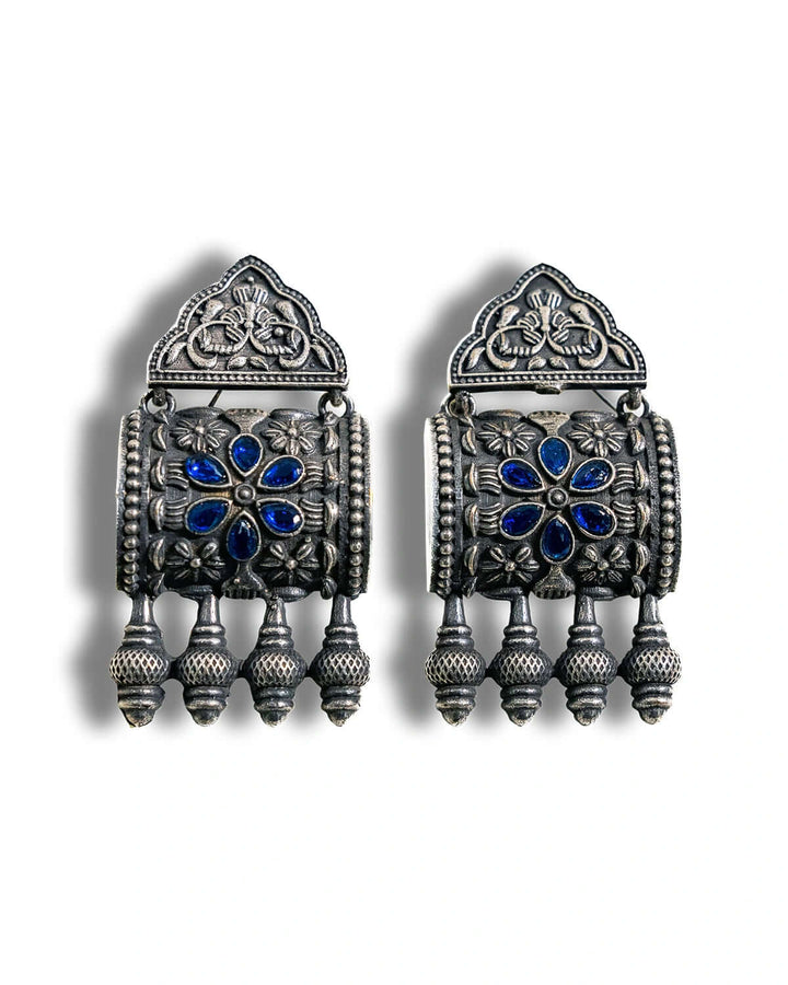 Jakia Sapphire Blue Vintage Earrings