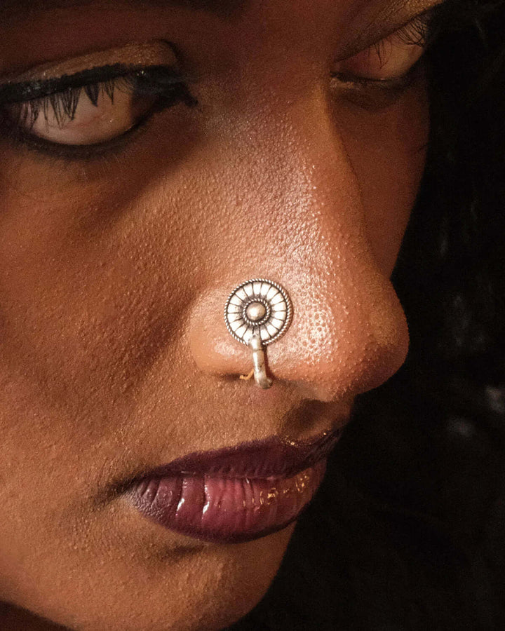 Kala Oxidised Silver Nose Ring