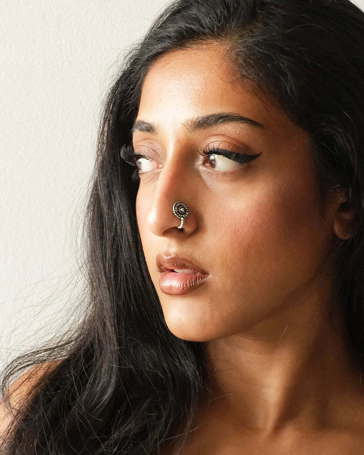 Kala Oxidised Silver Nose Ring