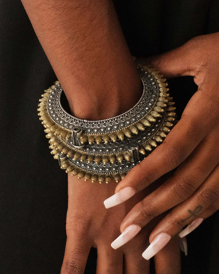 Surya Two-Tone Cuff Bangle