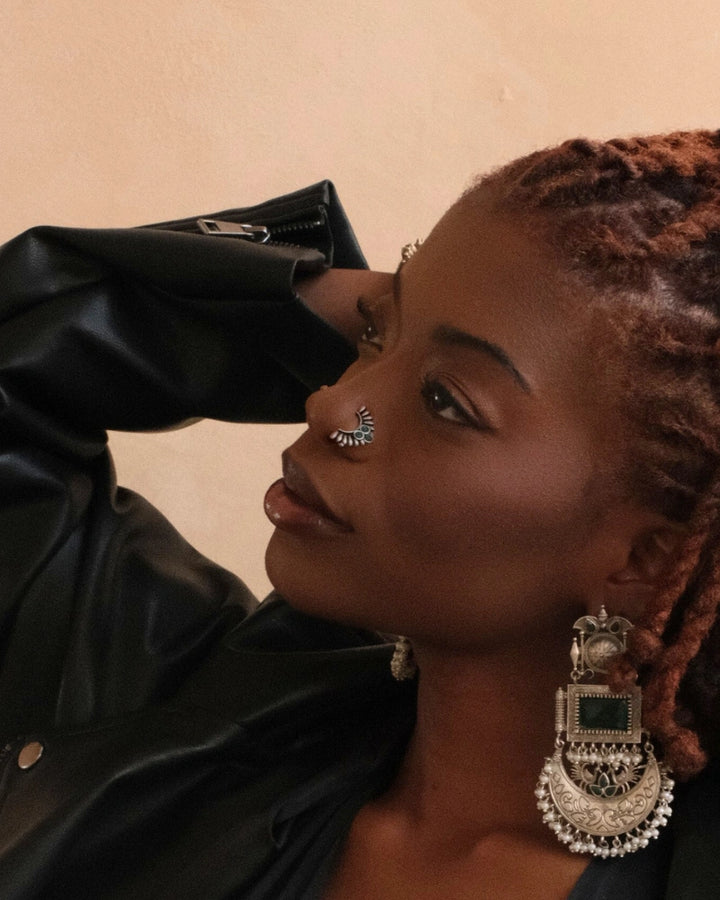 Marathi Green Stone Nose Ring