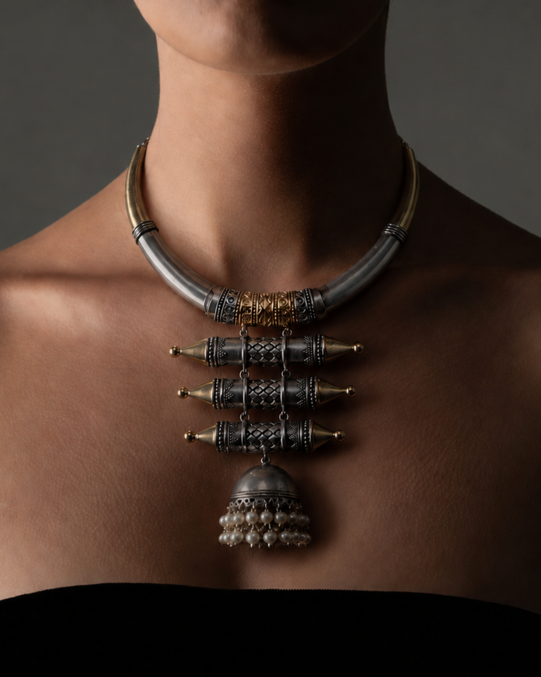 Madaliya Jhumki Two-Tone Cuff Necklace