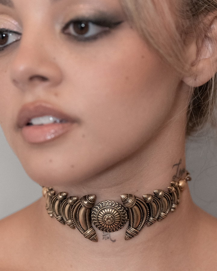 Fire In Her Eyes Choker - Antique Gold Finish