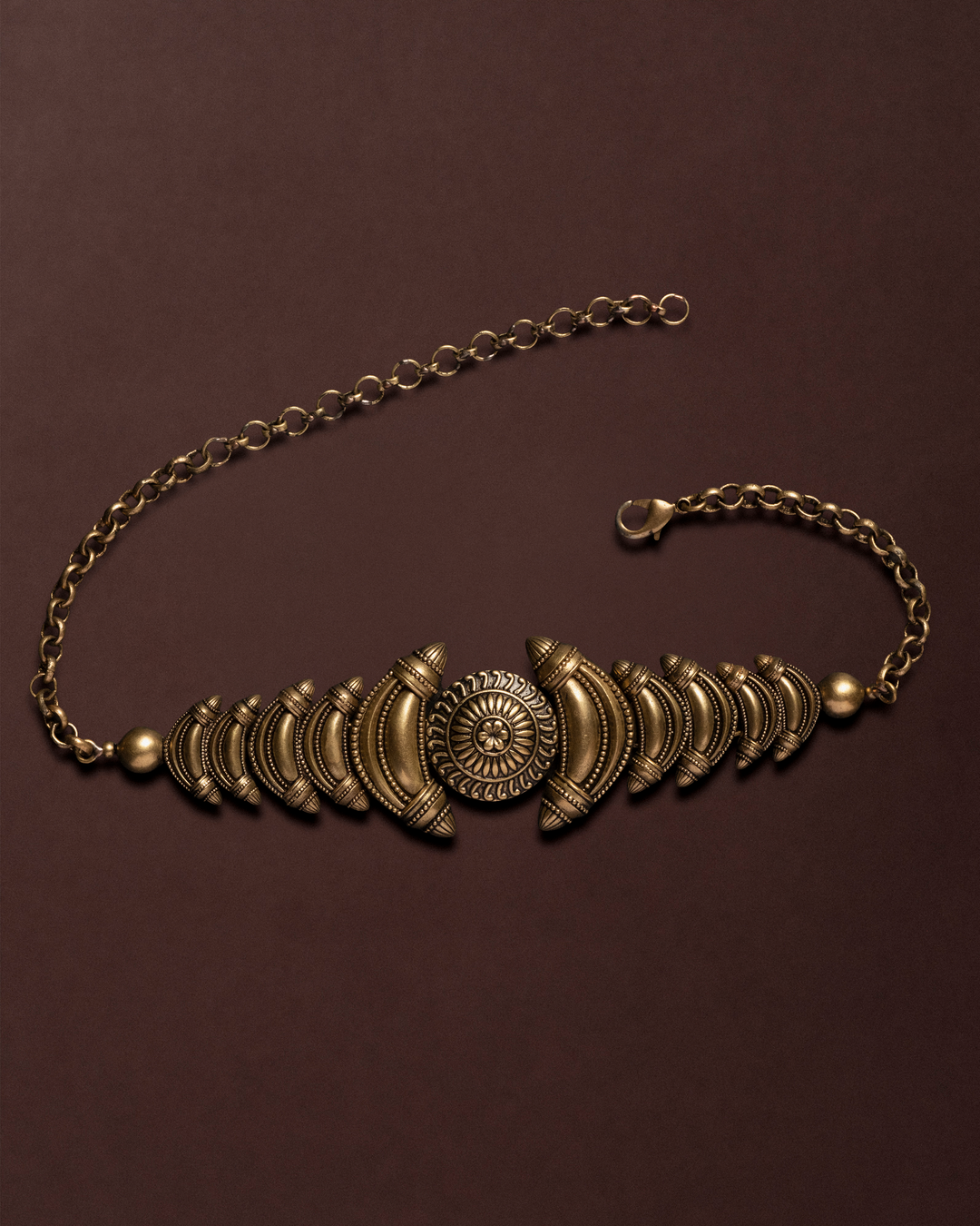 Fire In Her Eyes Choker - Antique Gold Finish