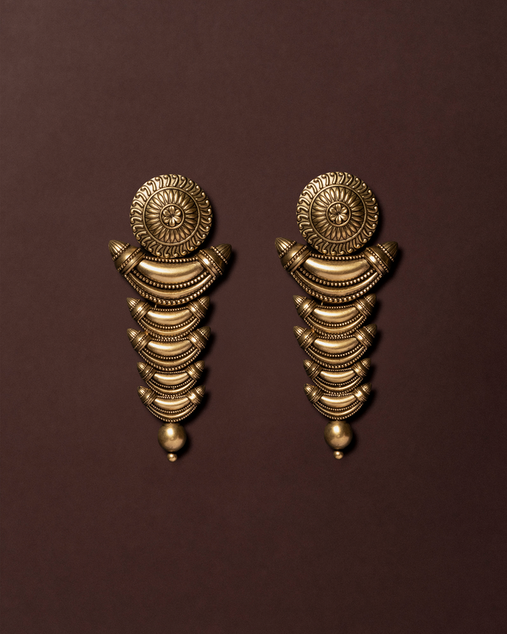 Fire In Her Eyes Earrings - Antique Gold Finish