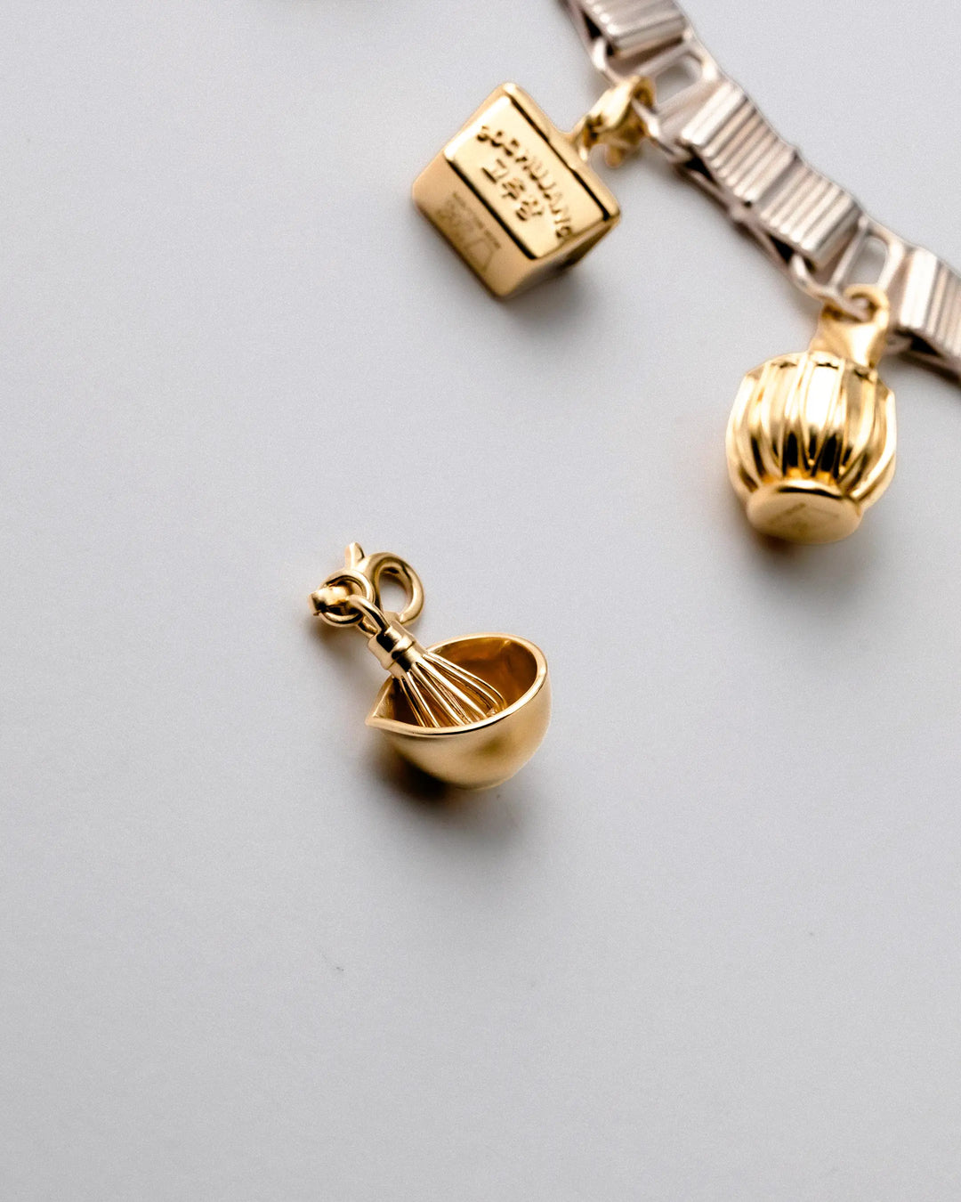 Matcha Bowl & Whisk Charm - Gold Vermeil