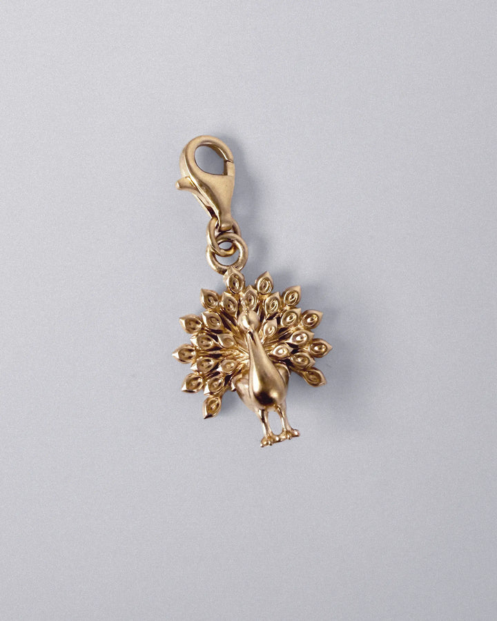 Peacock Charm - Gold Vermeil