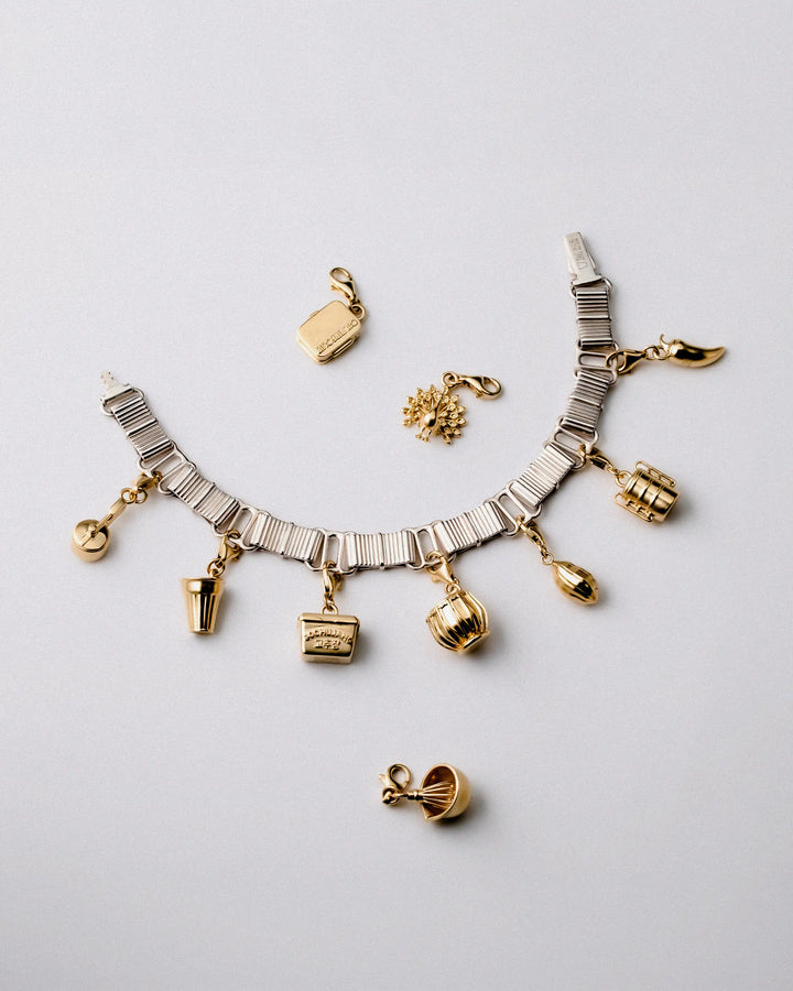 Peacock Charm - Gold Vermeil