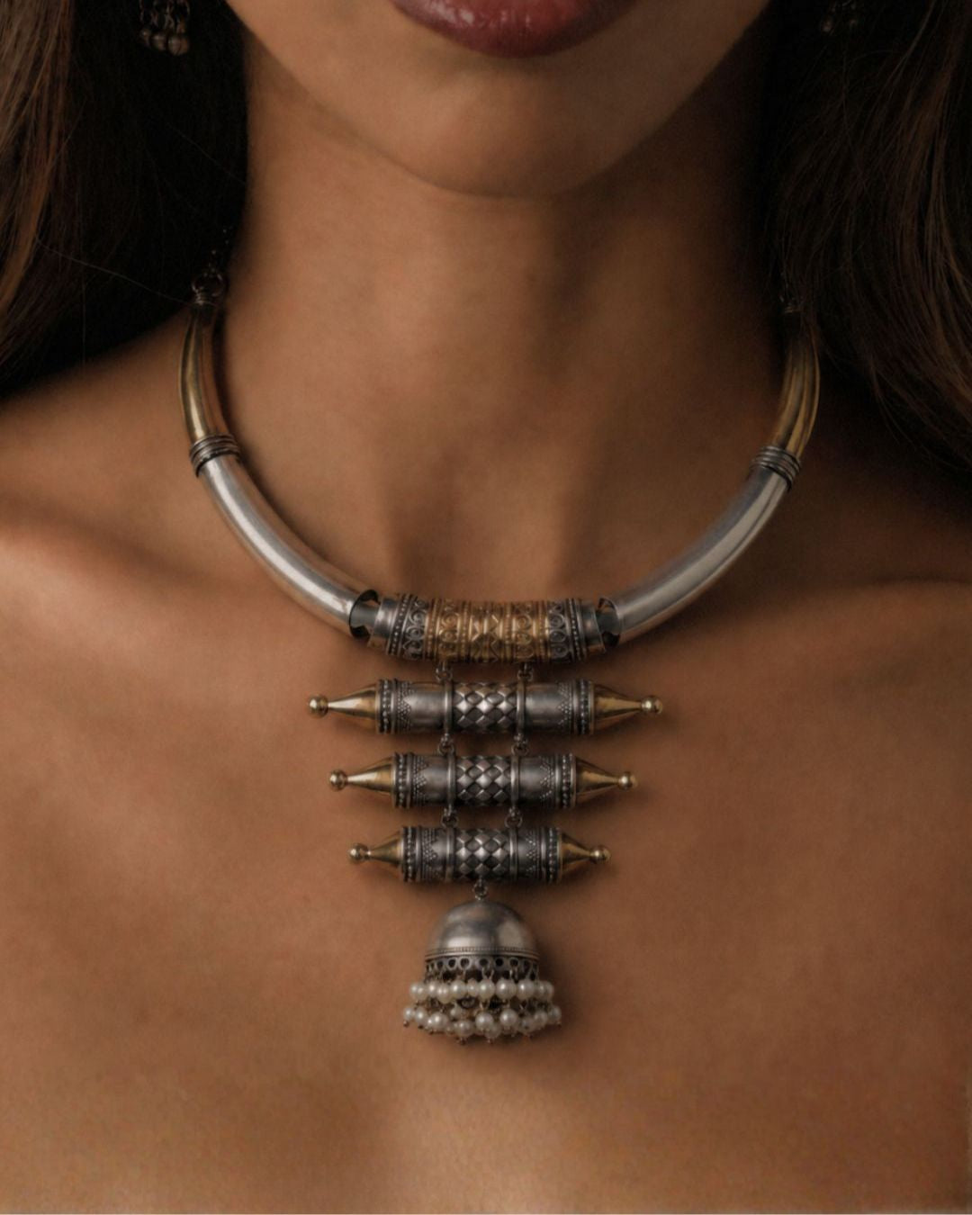 Madaliya Jhumki Two-Tone Cuff Necklace